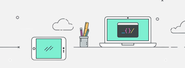 Computer and tablet illustration.